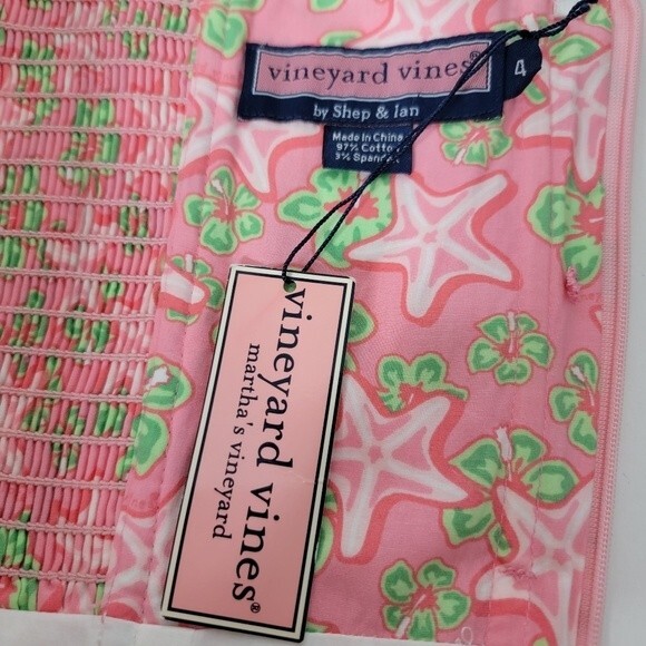 Vineyard Vines strapless dress Size 4 Coral pInk Starfish seaside - Picture 8 of 10